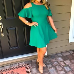 Eliza J Kelly Green Off the Shoulder Dress - Size 10